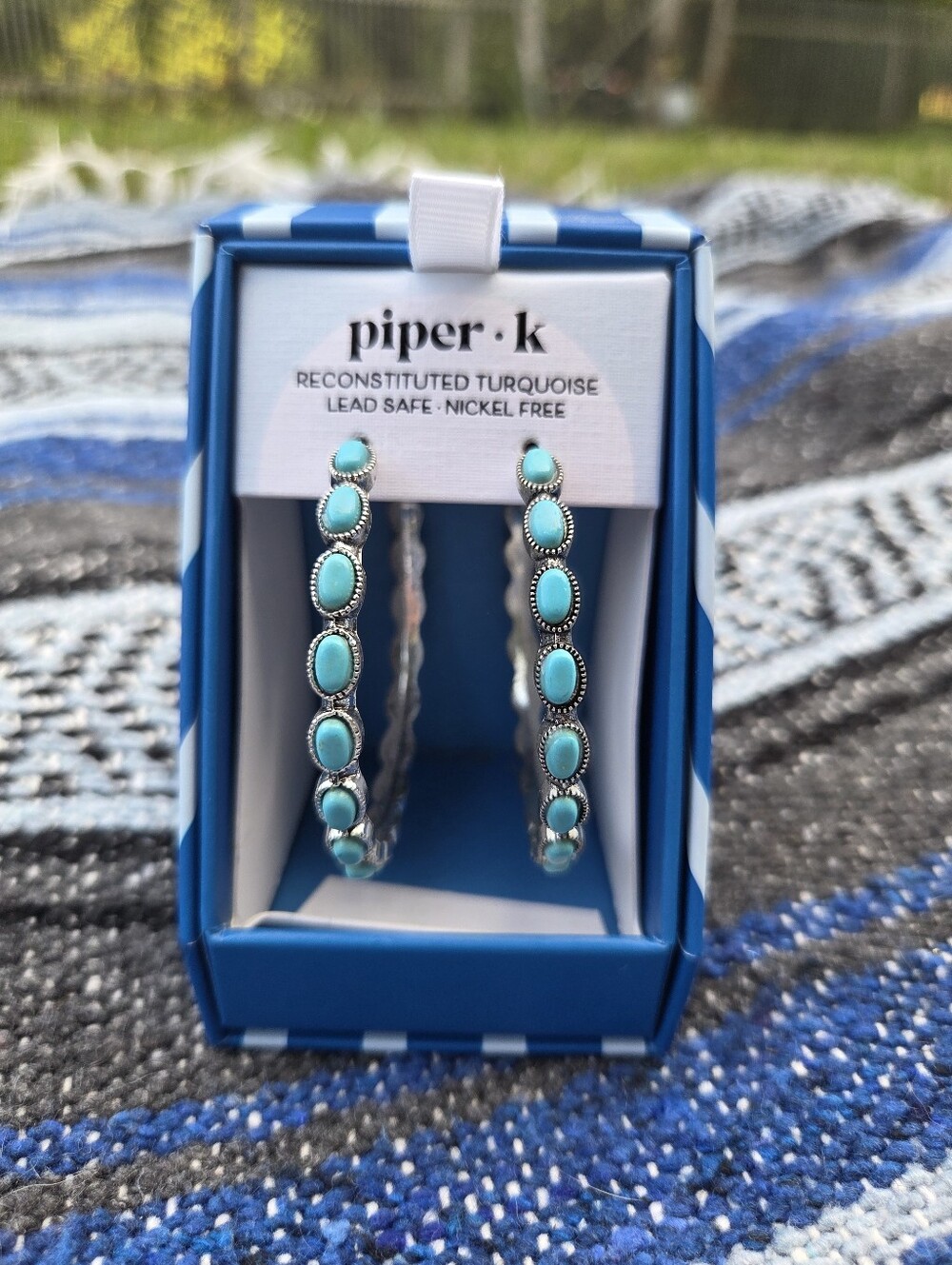 NIB || Piper•K || Turquoise & Silver Hoop Earrings